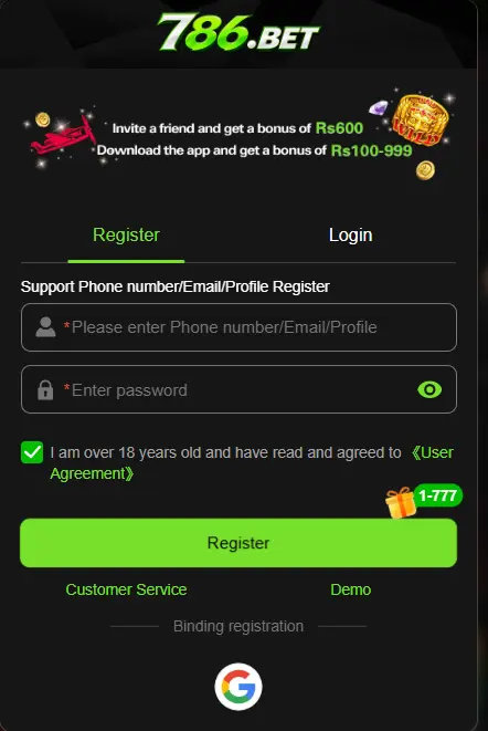 786bet Register image